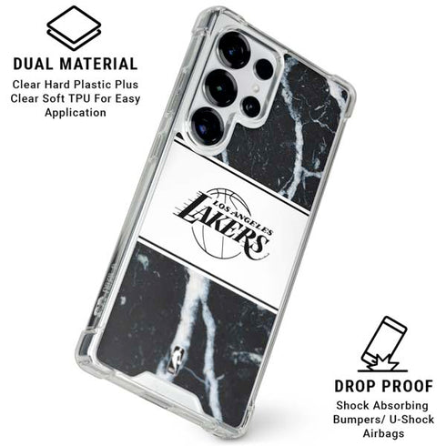 NBA Los Angeles Lakers Marble Galaxy S25 Ultra Clear Case